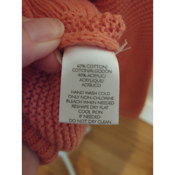LOFT Sweater Pullover Woven Coral/Orange XS - Picture 4 of 4